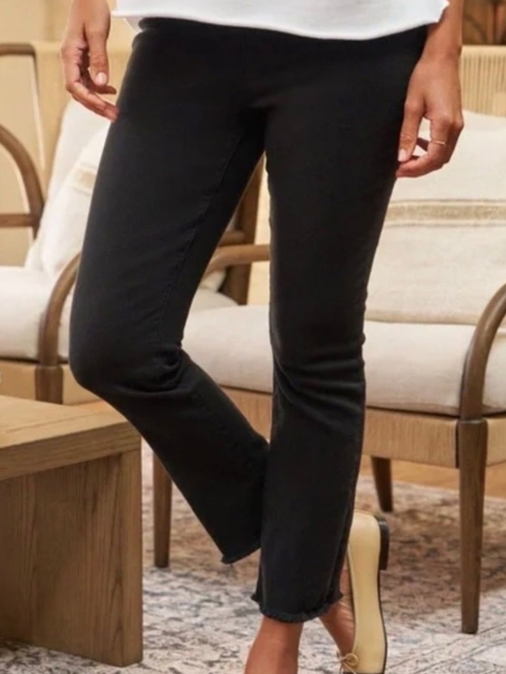 Frank & Eileen Derby Illusion Pull On Jeans Straight Leg Black Pants Size 30 10